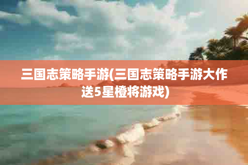 三国志策略手游(三国志策略手游大作 送5星橙将游戏)