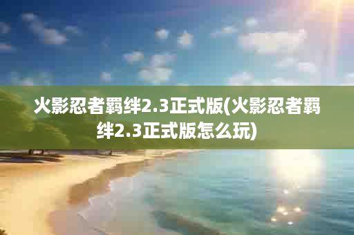 火影忍者羁绊2.3正式版(火影忍者羁绊2.3正式版怎么玩)
