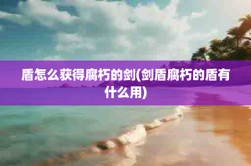 盾怎么获得腐朽的剑(剑盾腐朽的盾有什么用)