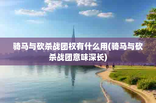 骑马与砍杀战团权有什么用(骑马与砍杀战团意味深长)