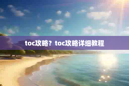toc攻略？toc攻略详细教程