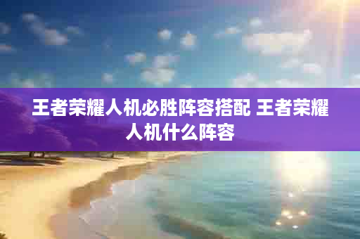 王者荣耀人机必胜阵容搭配 王者荣耀人机什么阵容