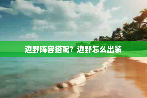 边野阵容搭配？边野怎么出装
