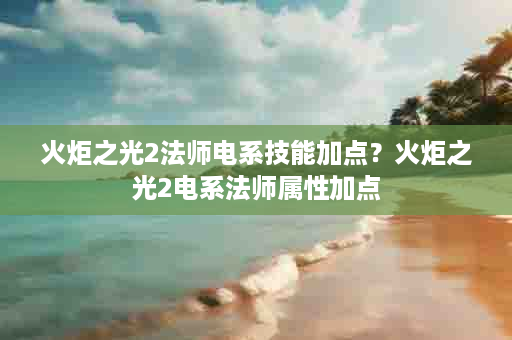 火炬之光2法师电系技能加点？火炬之光2电系法师属性加点