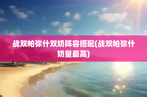 战双帕弥什双奶阵容搭配(战双帕弥什奶量最高)