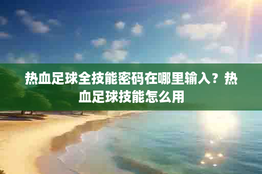 热血足球全技能密码在哪里输入？热血足球技能怎么用