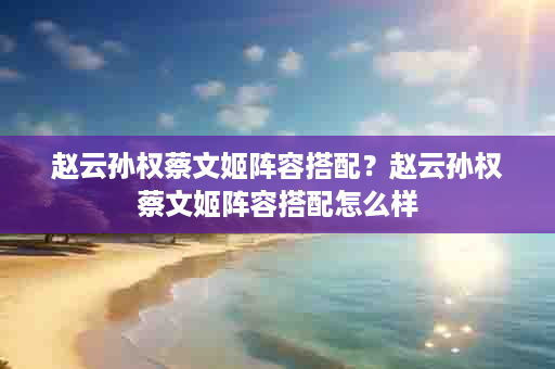 赵云孙权蔡文姬阵容搭配？赵云孙权蔡文姬阵容搭配怎么样