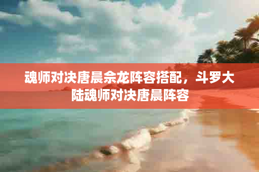 魂师对决唐晨佘龙阵容搭配，斗罗大陆魂师对决唐晨阵容