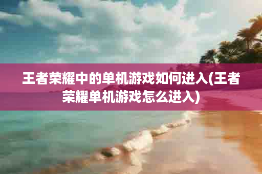 王者荣耀中的单机游戏如何进入(王者荣耀单机游戏怎么进入)