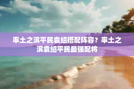 率土之滨平民袁绍搭配阵容？率土之滨袁绍平民最强配将