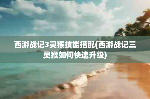 西游战记3灵猴技能搭配(西游战记三灵猴如何快速升级)