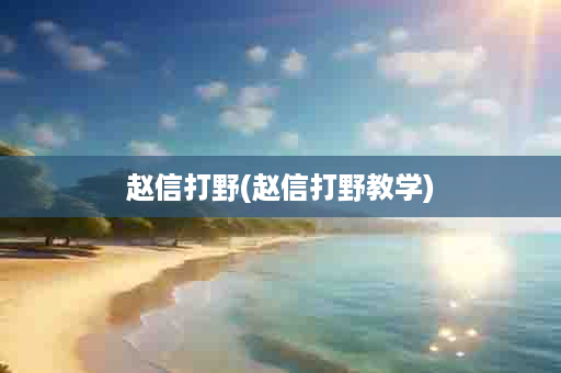 赵信打野(赵信打野教学)