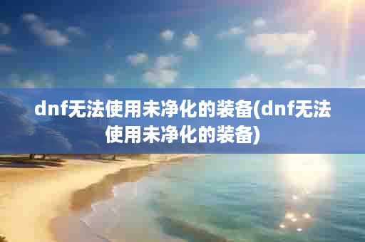 dnf无法使用未净化的装备(dnf无法使用未净化的装备)