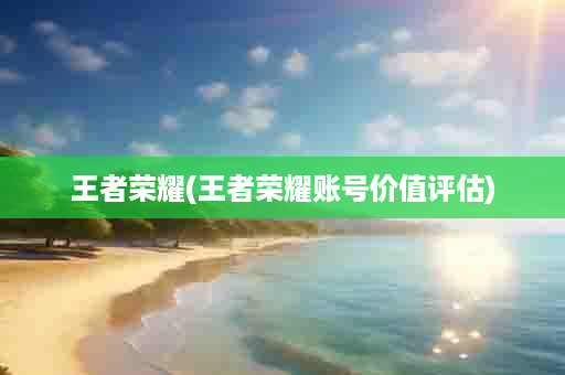 王者荣耀(王者荣耀账号价值评估)