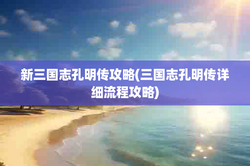 新三国志孔明传攻略(三国志孔明传详细流程攻略)