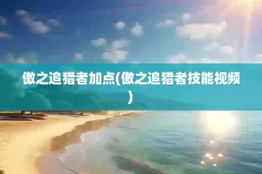 傲之追猎者加点(傲之追猎者技能视频)